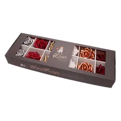 Silk roses Christmas Mix in their packaging
