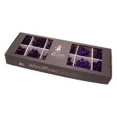 Silk roses Violet in their packaging